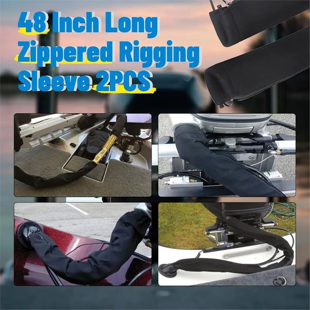 L70A 48-Inch Zippered Rigging Sleeve Trolling Motor Sleeve Management Sleeve for Cover Wire and Extension Cords