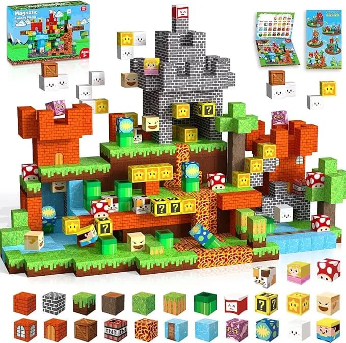 Blocchi magnetici - Costruisci il set di portali magici del mondo con magnete da miniera, blocchi di piastrelle magnetiche Giocattoli per bambini Giocattolo sensoriale da esterno STEM