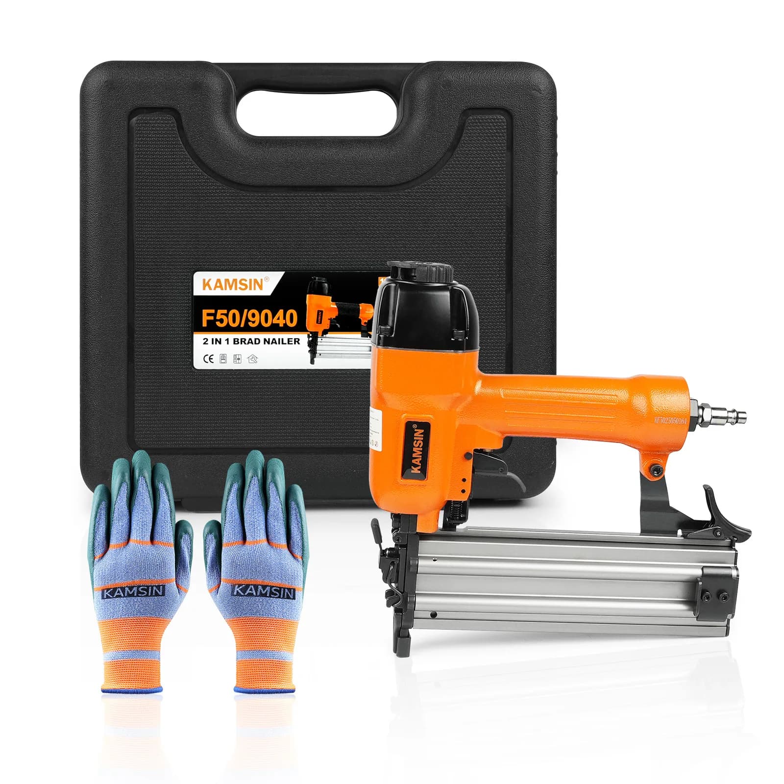 F50/9040 Chiodatrice Pneumatica 2 in 1, Graffatrice ad Aria 18Ga e Chiodatrice a Corona per Mobili, Lavorazione del Legno e Carpenteria