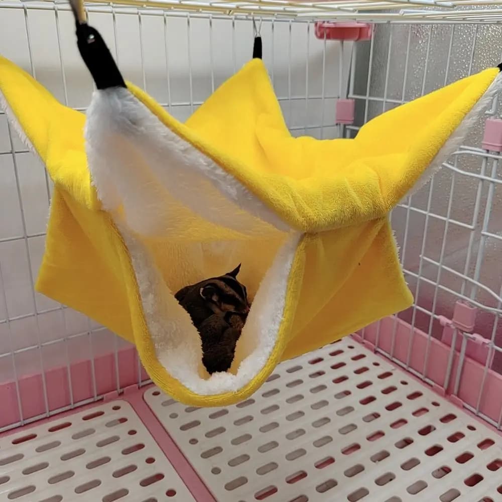 Double layer plush hamster practice, warm thickened hamster sleeping bag, comfortable winter suspended pet hamster nest