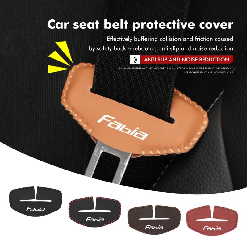 2pcs Car Seat Belt Anti-Scratch Buckle Clip Protector Cover For Skoda Fabia Kamiq Superb MK3 VisionS Yeti Scala Enyaq-iV