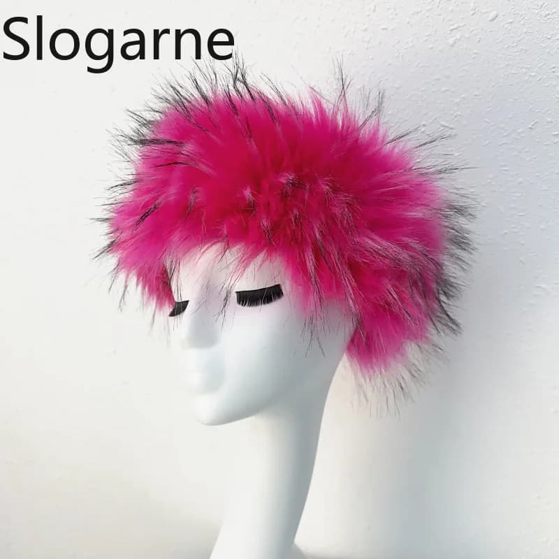 2025 New Winter Headbands Hat for Women Faux Fox Fur Hat Female Outdoor Thick Furry Warm Beanies Hat Cold-proof Snow Ski Cap