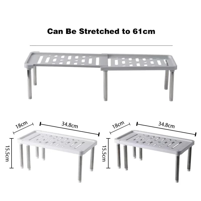 Scaffale Retrattile Salvaspazio per Cucina, Organizzatore Multifunzionale a Strati per Armadietti, Porta Piatti, Bottiglie di Spezie e Accessori per la Casa