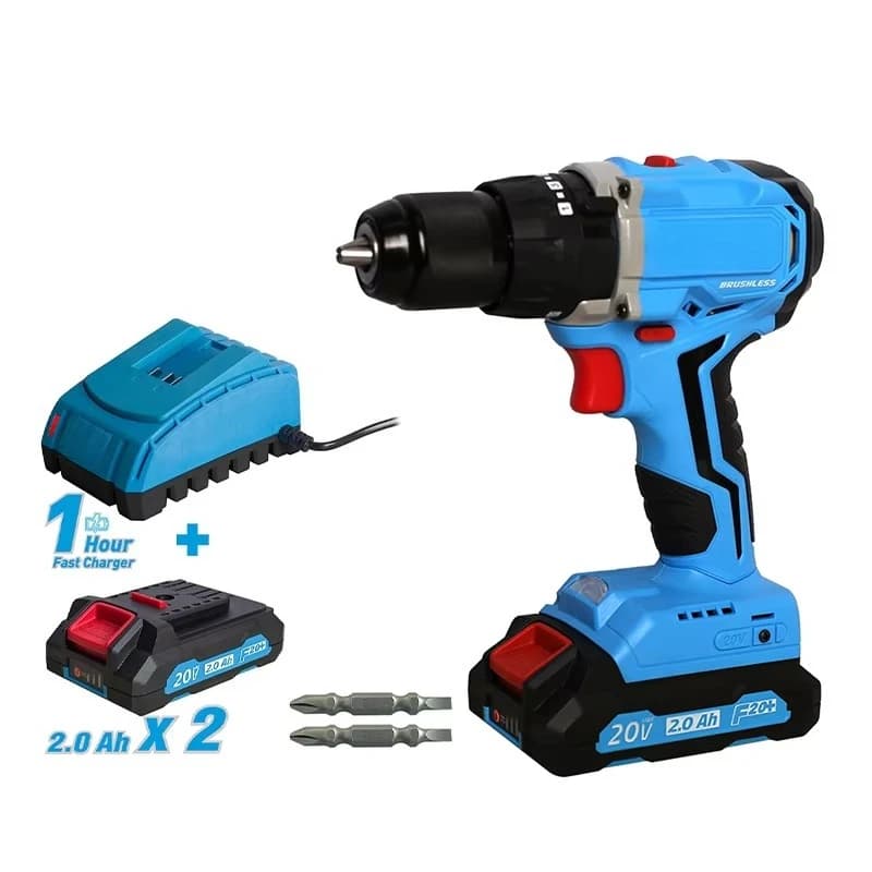 20V Battery Electric Tools Set, Brushless Trapano and Impact Screwer with Lithium Ion Battery Kit