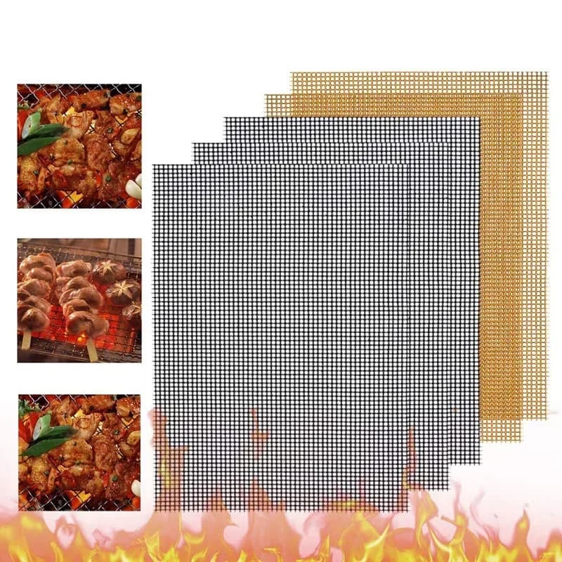 5/10/20/30pcs Non-Stick BBQ Grill Pad Heat Resistance Hight Security Grid Shape Barbecue Mat For Outdorr Activities Kitchen Tool