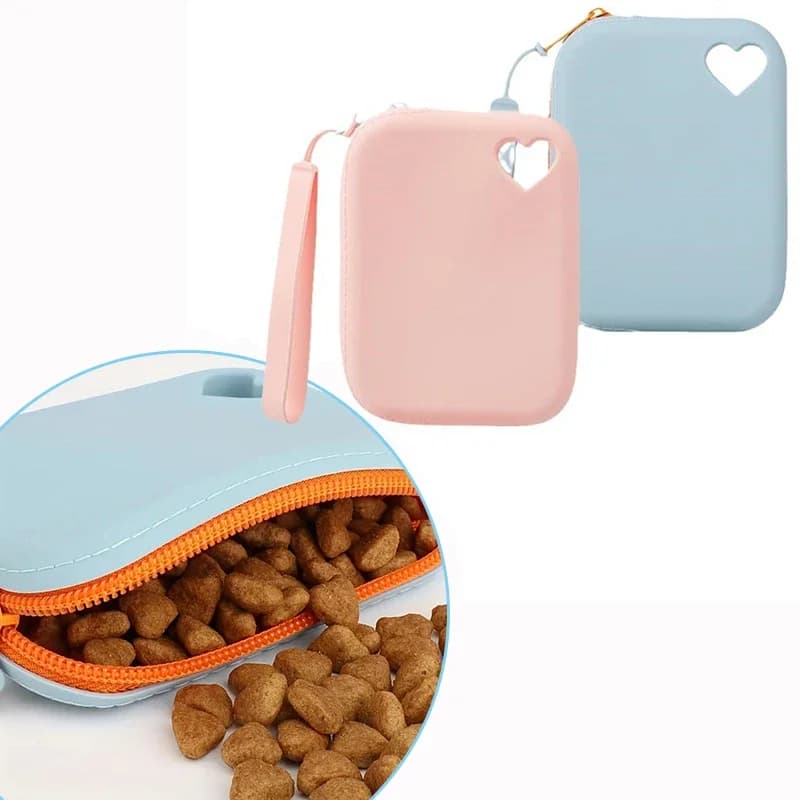 1PC Borsa per dolcetti per cani in silicone Borsa per snack per animali domestici Borsa da viaggio portatile per addestramento per animali Accessori per animali domestici Borsa per la conservazione della ricompensa del cibo per cani