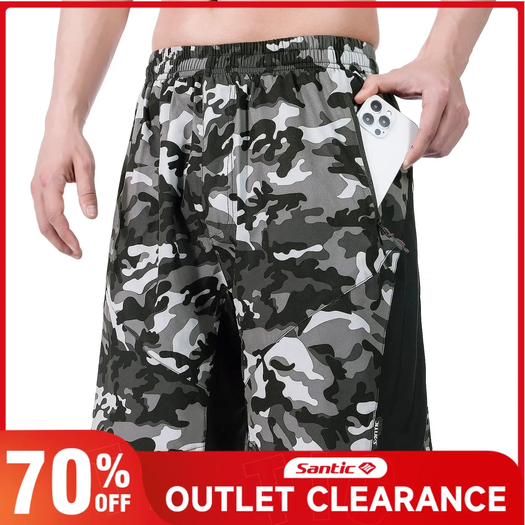 Santic men's cycling shorts with side pockets MTB padded 4D shockproof summer cycling shorts breathable quick drying