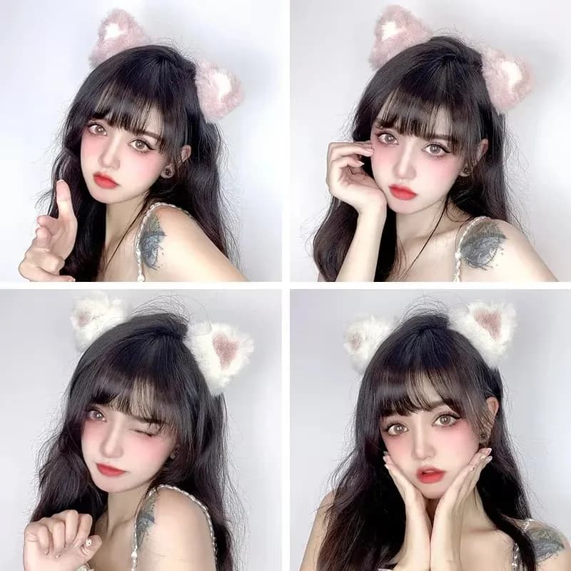 2 Pezzi Fermagli per Capelli a Forma di Orecchie di Gatto in Peluche, Accessori per Capelli per Bambine con Pompon, Clip Carine a Forma di Cartone Animato
