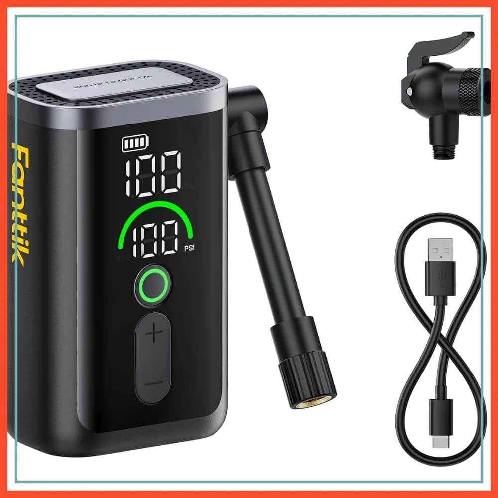 Mini Pompa per Bicicletta 21s Gonfiaggio Rapido 150PSI Pompa Elettrica con Manometro per Bici da Strada e MTB