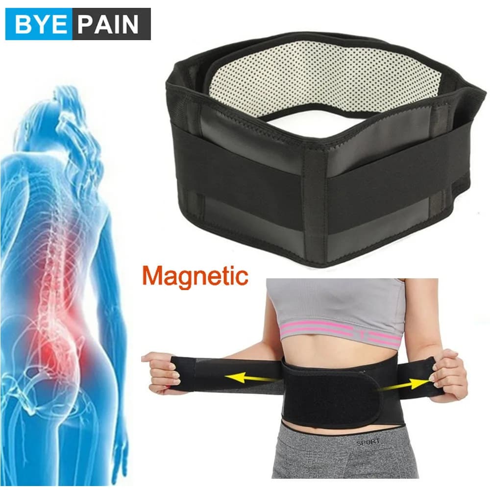 BYEPAIN tormalina autoriscaldante terapia magnetica cintura di sostegno cintura lombare supporto per la vita posteriore Brace doppia fascia regolabile