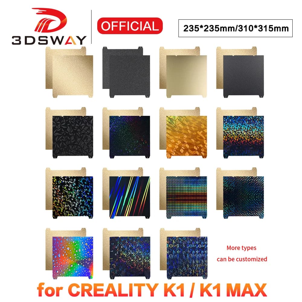 For Creality K1/K1C/K1 Max Build Plate PEI Steel Sheet PET PEY smooth heated bed 235x235mm 310x315 Ender 3 S1 Ender 3 V3 Se