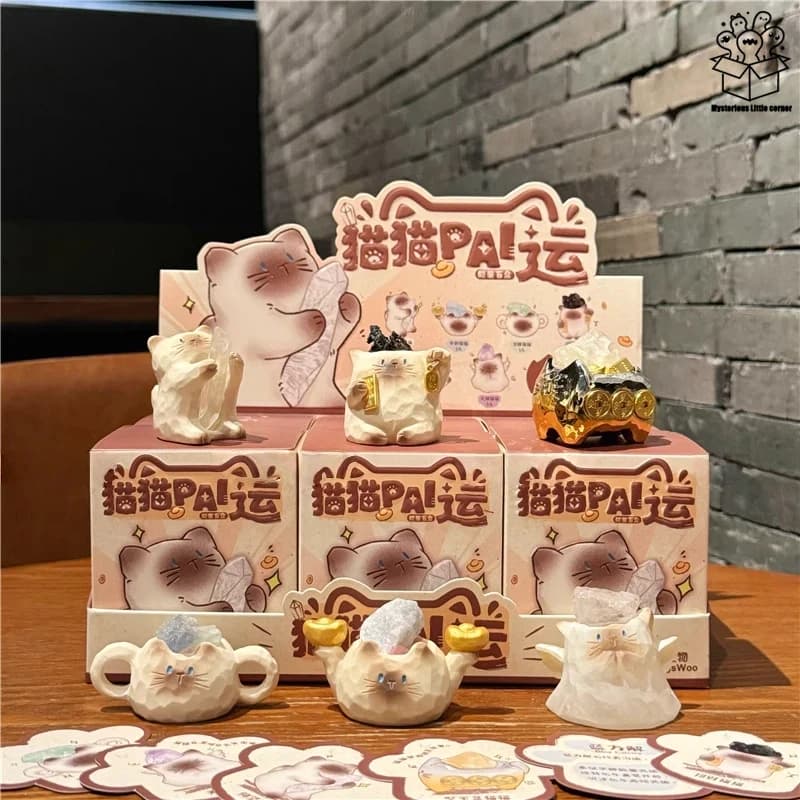 Cute Cat Pai Blind Crystal Box Figurine Nice Siamese Cat Creative Office Desk Decoration Article Fashionable Surprise Gift for Girl