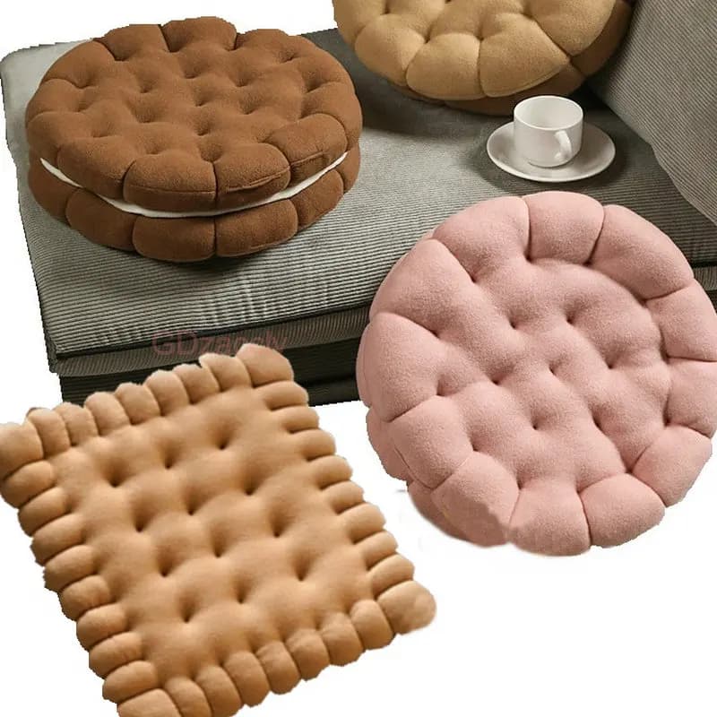 Stuffed Waffle Sandwich Biscuit Cushion Office Plush Tatami Seat Cushion Snack Food Round Rectangular Floor Mat Girl Gift