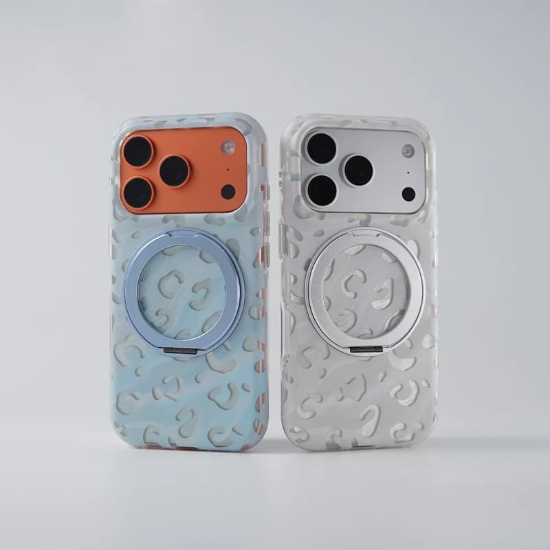Creative Marble Leopard Print for MagSafe Phone Case for iPhone 18 17 pro max 16 15 14 Wireless Charging Metal Bracket Cover
