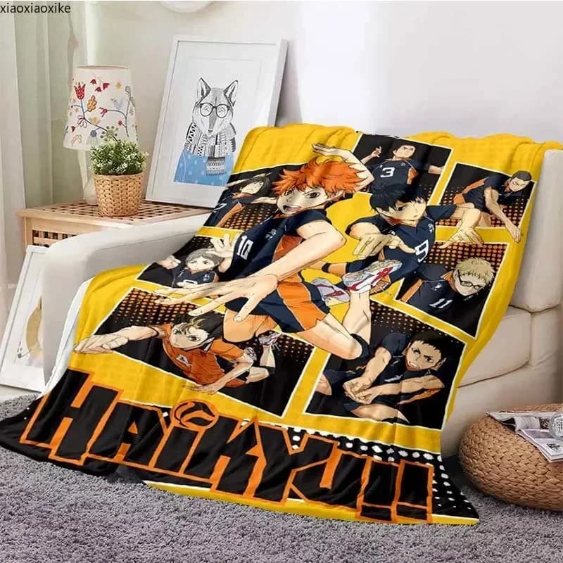 Pallavolo Anime Plaid Haikyuu Coperte Coral Fleece Peluche Decorazione Miya Atsumu Manga Coperte morbide per letto Trapunta da viaggio