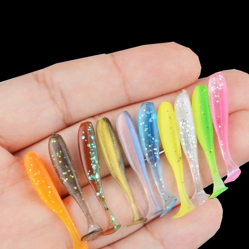 100 pezzi mini esche da pesca morbide esca a coda di T esca artificiale accessori per attrezzi da pesca