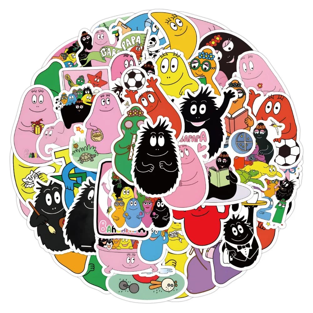 50 pieces Barbapapapa Graffiti stickers water bottle portable phone luggage bag for bicycle skateboard children's sticker for adults