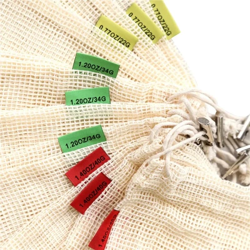 Borsa a rete per frutta biodegradabile Borsa a rete per frutta ecologica riutilizzabile Borsa a rete in cotone organico con coulisse per verdure Forniture da cucina