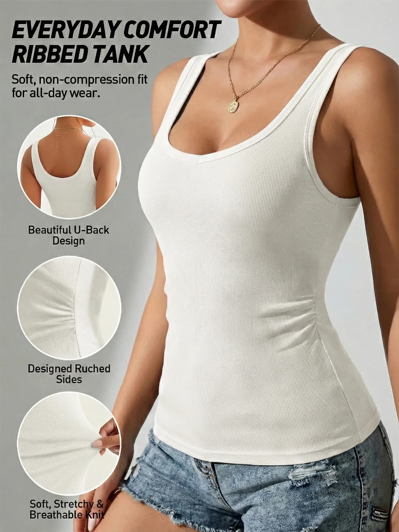Gilet modellante senza cuciture da donna, gilet correttore di postura senza maniche con controllo della pancia e sollevamento della vita, design con laccio posteriore, tessuto in maglia confortevole