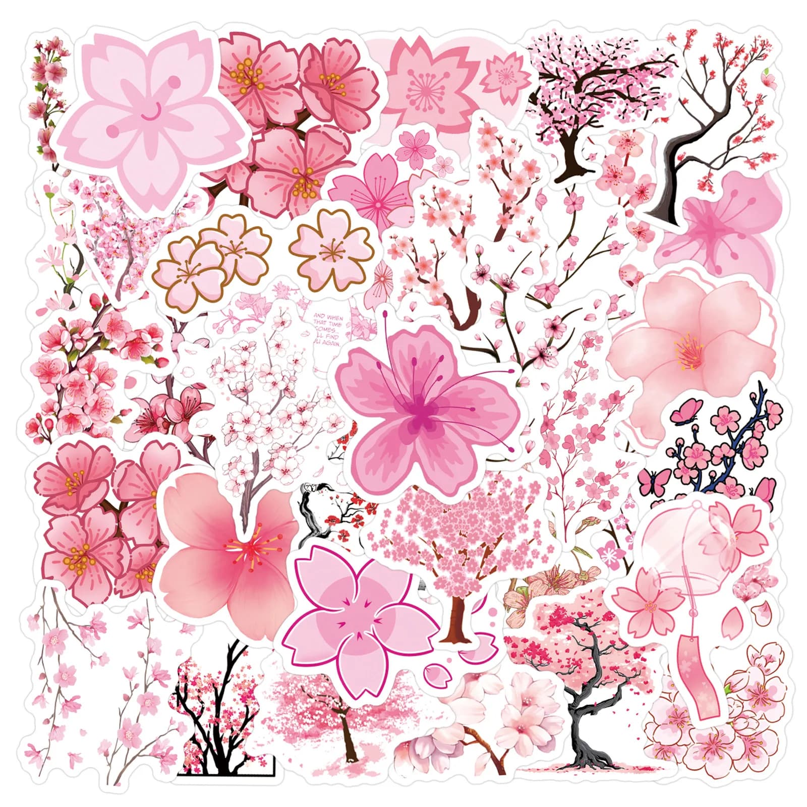10/30/55 pezzi rosa fiore di ciliegio cartone animato graffiti adesivo notebook chitarra frigorifero skateboard adesivo impermeabile classico giocattoli per bambini