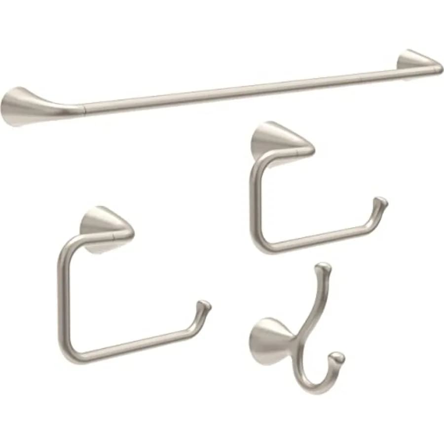 ARV64-DN Set di accessori da bagno Arvo da 4 pezzi, portasciugamani da 18 pollici con prolunga da 6 pollici, porta carta igienica, anello portasciugamani, gancio, nichel spazzolato