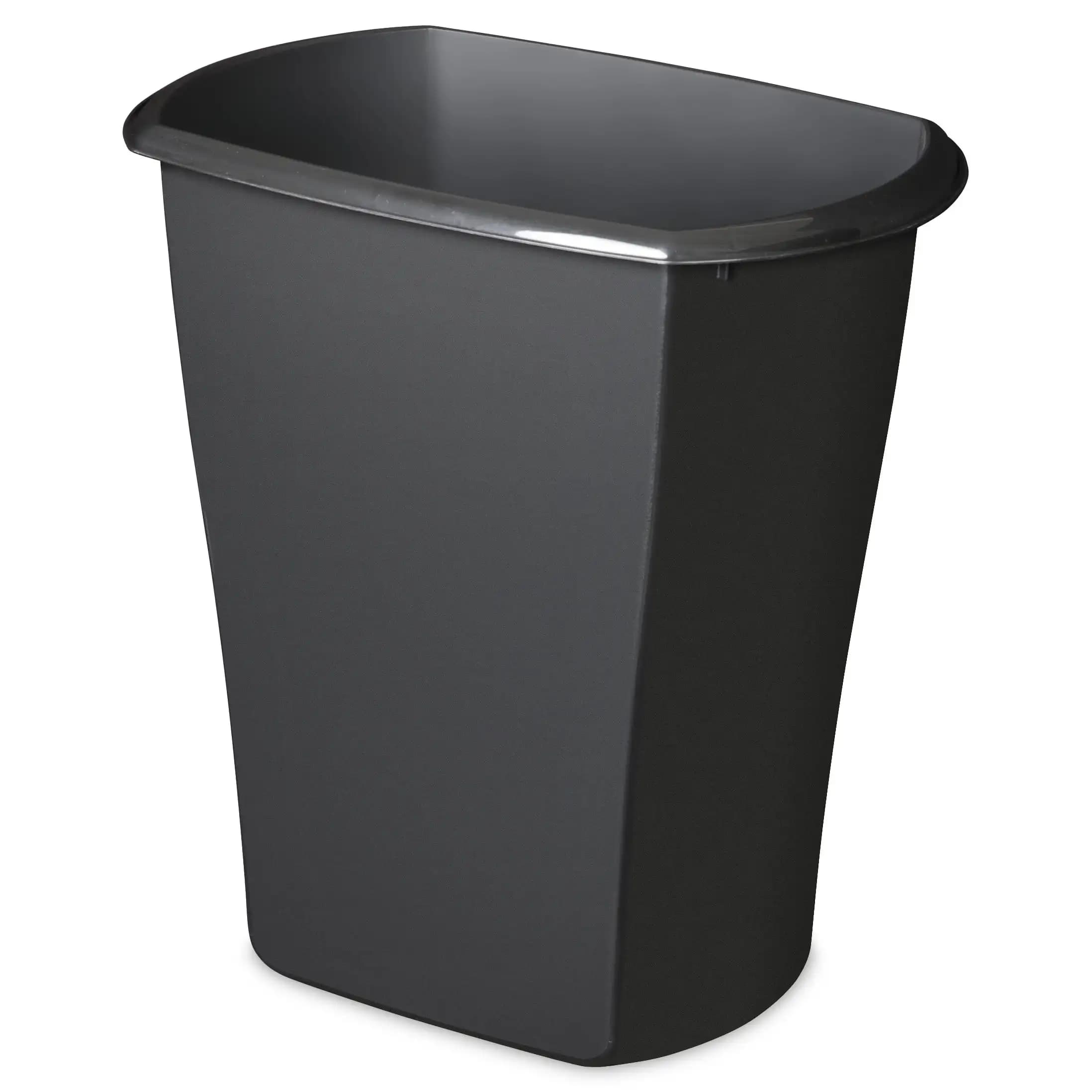Small Bathroom Trash Can, 5.5 Gallon Plastic Garbage Bucket Bin with No Lid, Black