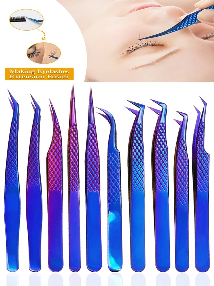 Pinzette per ciglia finte per estensioni ciglia finte Ciglia individuali con striscia curva Pinze per capelli per sopracciglia Strumento per trucco per nail art