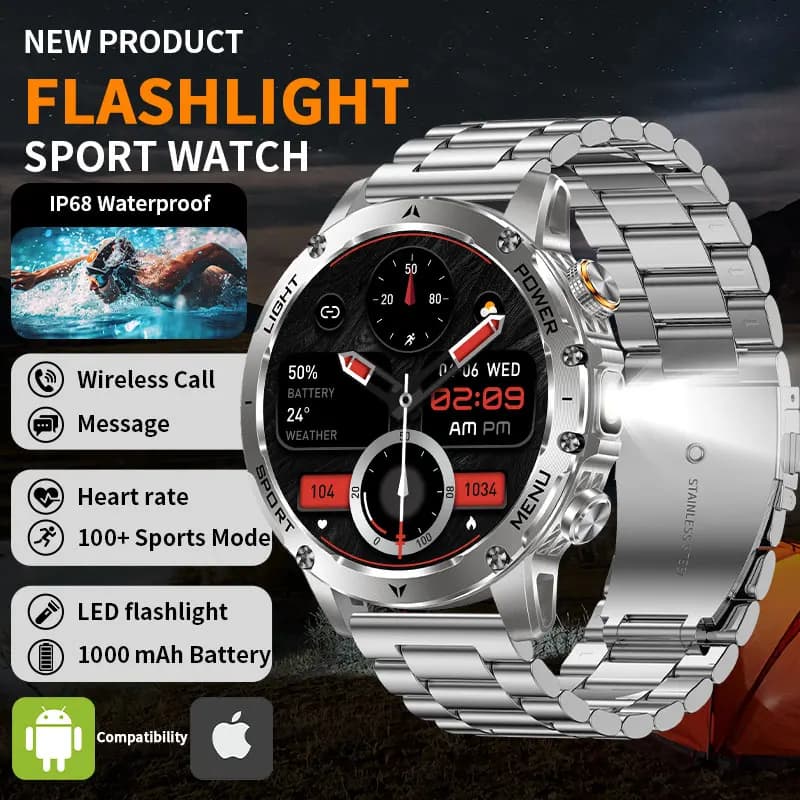 LIGE Smartwatch Ultra Militare con Batteria da 1000mAh, Impermeabile IP68, Chiamate Bluetooth, Orologio HD Sportivo, Nuovo Fitness 2026