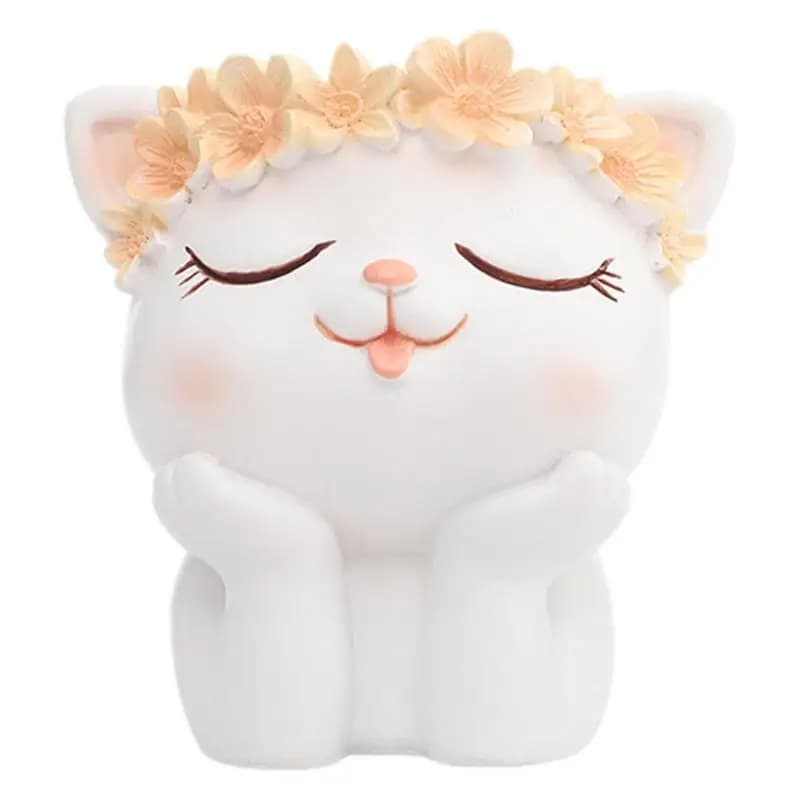 Vaso da fiori con faccia di gatto per ragazze, vaso da fiori con testa da donna in resina con vassoio, vaso umano, vasi da giardino e fioriera, portapenne per matita