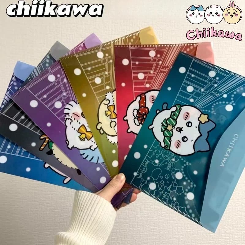 Borsa Portadocumenti A4 Chiikawa, Quaderno Natalizio, Cartella Informativa, Cartella Portaoggetti Carina per Studenti, Regalo di Compleanno