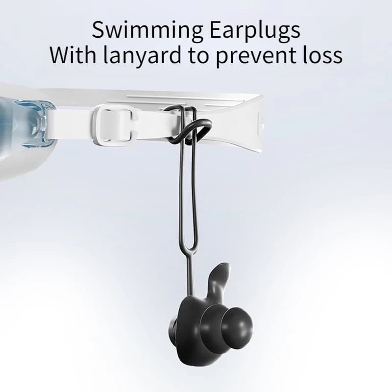 1 paio di tappi per le orecchie da nuoto con cordino per evitare la perdita, tappi per le orecchie in silicone resistenti all'acqua, adatti per immersioni e nuoto