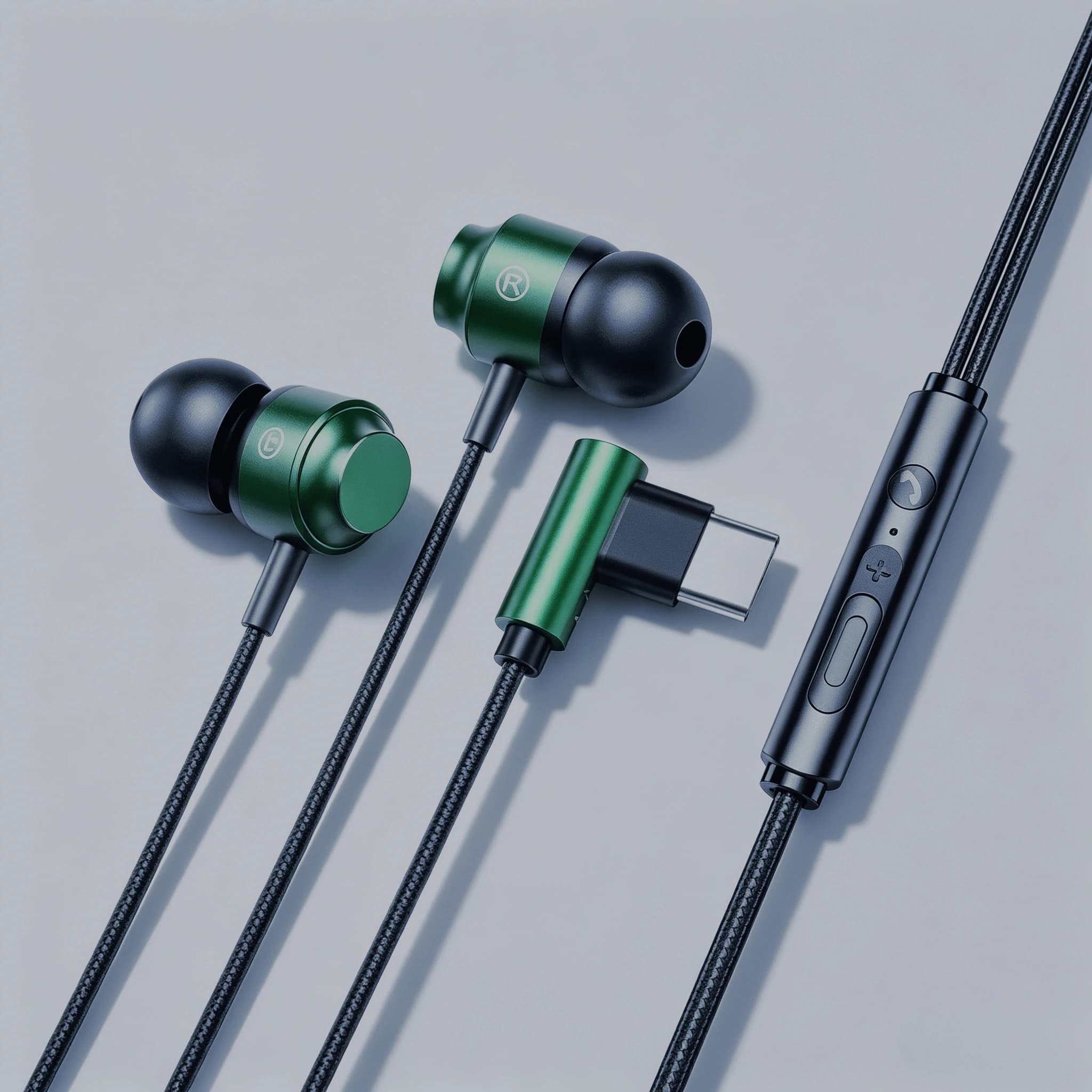 Cuffie da gioco cablate con audio surround HiFi e microfono, auricolari musicali da 3,5 mm tipo C per cuffie in-ear cablate per musica e giochi