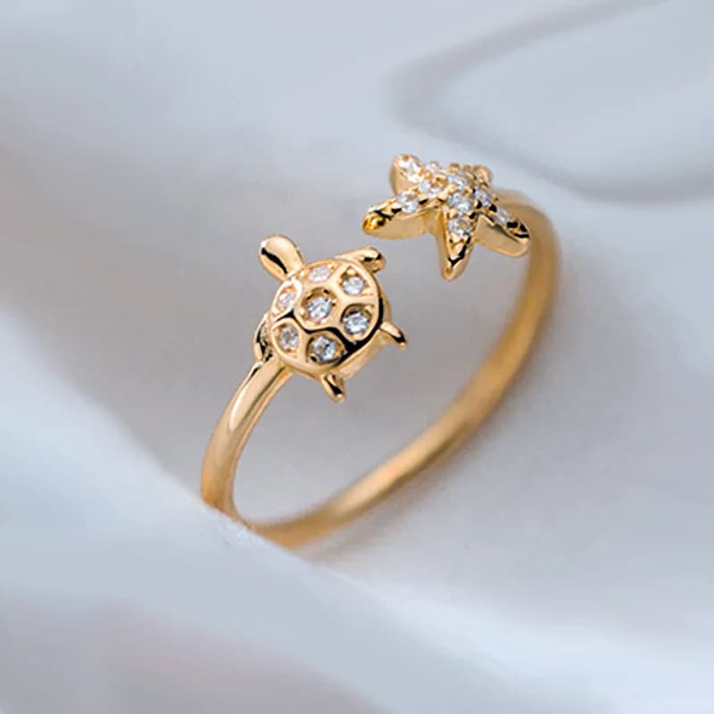 925 Sterling Silver Tortoise Starfish Adjustable Rings For Women Luxury Female Jewellery Prevent Allergy Argent 925 Wholesale