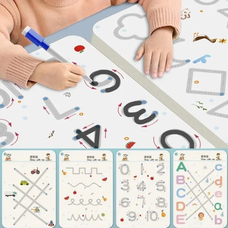Interactive Learning Desk Mat for Kids to Practice Writing Letters, Numbers, and Shapes While Having Fun