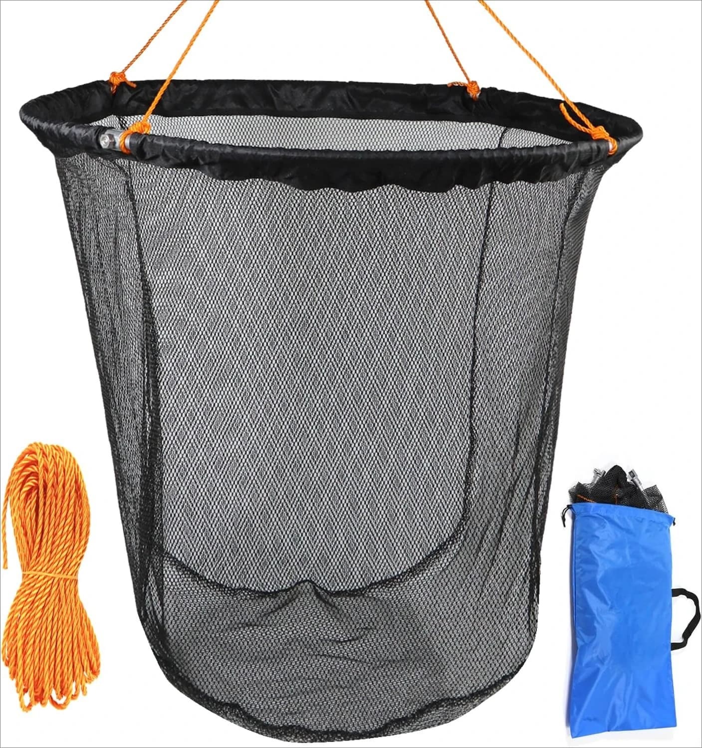 Rete da Pesca Pieghevole per Ponte e Molo – Rete a Goccia con Anello in Alluminio Resistente e Corda da 15 m (49,2 piedi)