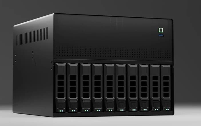 N10 10-Bay Hot-Swap NAS Chassis Support Micro-ATX Motherboard 10 Hot Swappable Hard Drive Bays Network Storage Server Case