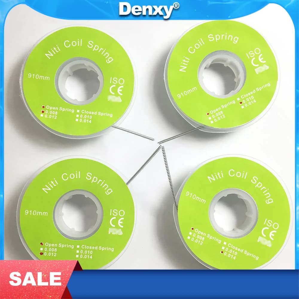 DENXY 4 Rotoli Niti Bobina Aperta/Chiusa Molla 910mm Ortodontico Arco A Molla Filo Materiale Dentale per Dentista Ortodonzia Staffa