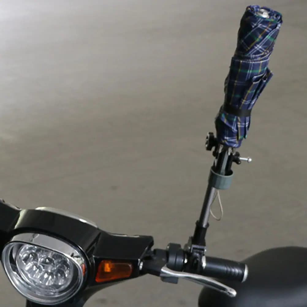 Supporto per Ombrello Regolabile in Altezza Nero per Bicicletta e Passeggino, Connettore per Manubrio per Sole e Pioggia