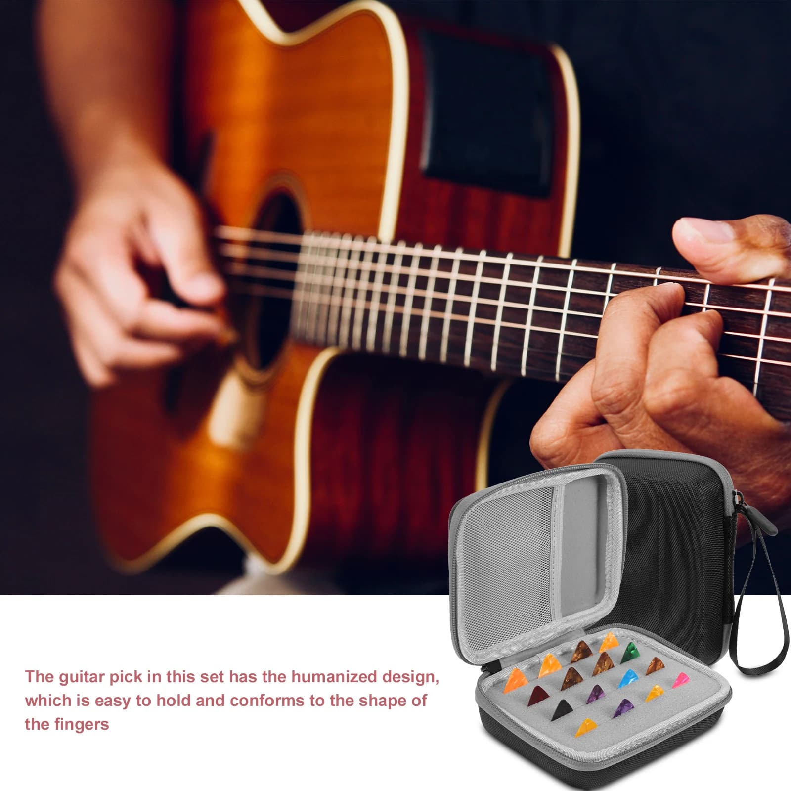 1 set di custodie porta plettri premium resistenti, organizer portatile per plettri di chitarra, basso, capotasto e accessori per chitarra