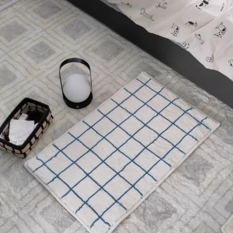 Semplice tappetino in cashmere imitazione camera da letto scozzese, comodino, tappeto piccolo specchio per camera dei bambini, tappetino assorbente per porta del bagno