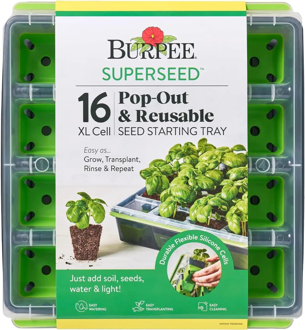 Vassoio per Semina Riutilizzabile con 16 Celle XL, Lavabile in Lavastoviglie per Verdure, Fiori ed Erbe, Kit per Coltivazione Indoor