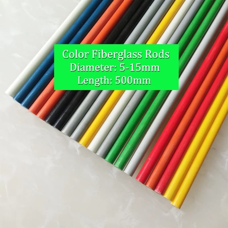 Asta in fibra di vetro di colore 2 pezzi 5mm 8mm 14mm 15mm isolamento e resistenza alle alte Temperature barra in fibra di vetro solida lunghezza 500mm