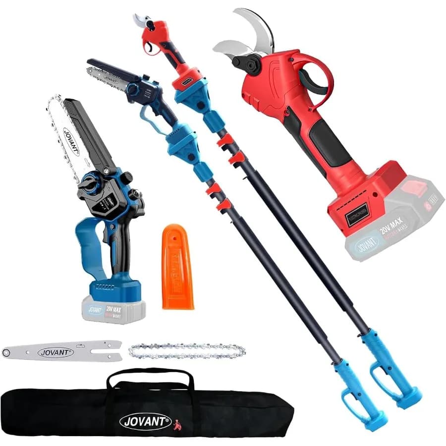Pole pruning shears 3 in 1 and pole saws for cutting shafts with 15.3-foot battery electric pruning tools compatible with Jo