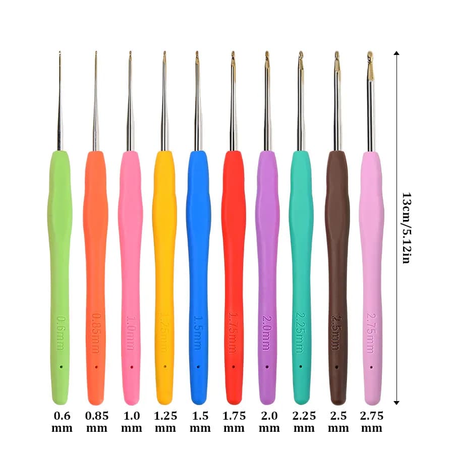 10 pz Uncinetti Kit 0.6mm - 2.75mm Uncinetto Ferri Set Filato Tessuto Ago Per Maglieria FAI DA TE Maglione Maglia Tessitura Set di Strumenti Artigianali