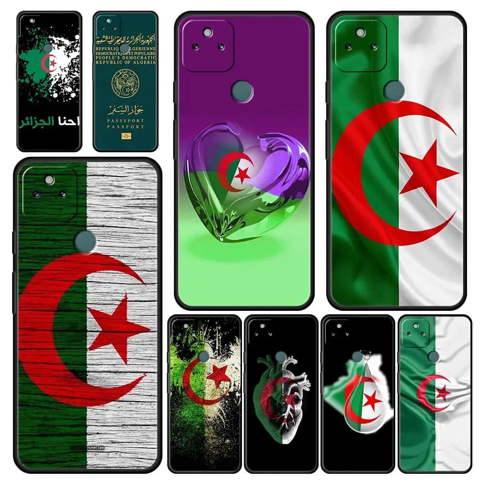 Cover per Telefono Google Pixel 10 9 8 7 6 9A 8A 7A 6A Pro, Antiurto in TPU Morbido, Custodia Protettiva 10 9 Pro XL, Design Algeria Passport