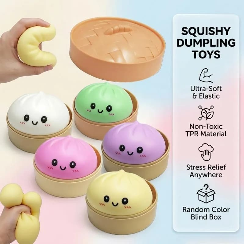 1PC Simulated Baozi Soft Dumpling Squishy Box Decompression Toy Sensory Dough Stress Relief Fidget Gift Home Decoration