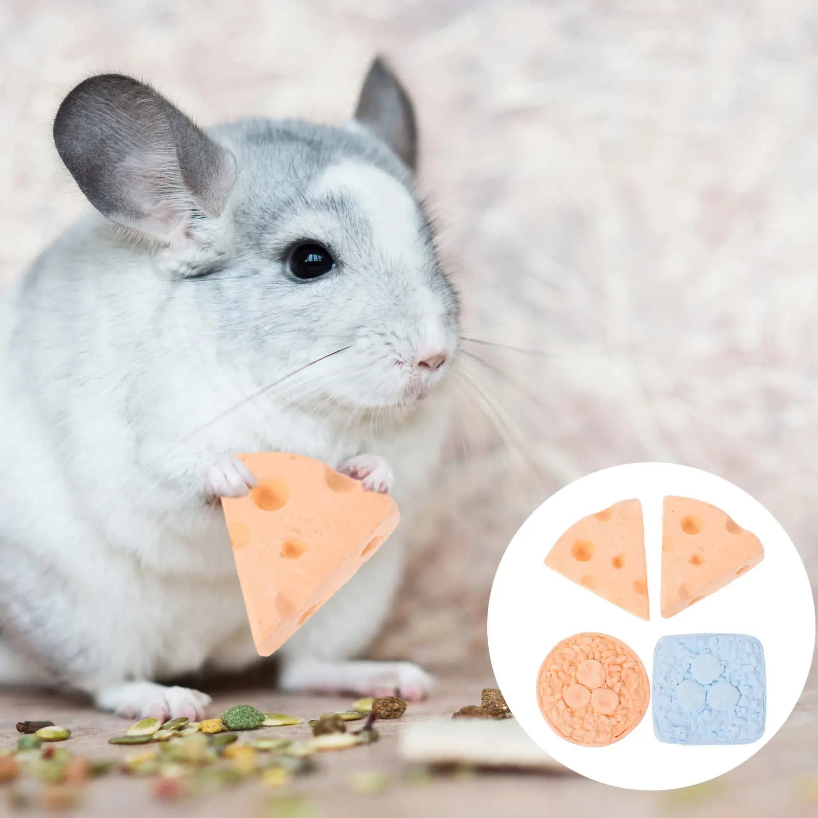 Set di 4 Pietre Naturali per la Masticazione dei Denti dei Criceti, Accessori per Piccoli Animali, Dentifrici al Calcio per Conigli, Gerbilli, Pappagalli