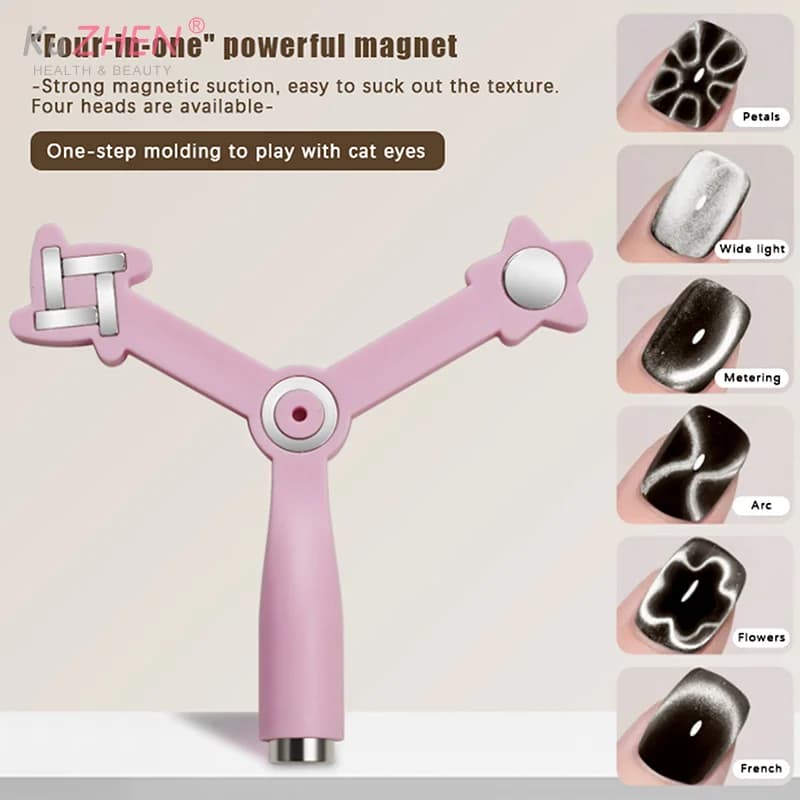 1PCS 4 In 1 Strong Magnet Stick Cat Eye Magnet Tool Triangle Shape Cat Eye For UV Gel Polish Nail Art Manicure Design Pen Tools
