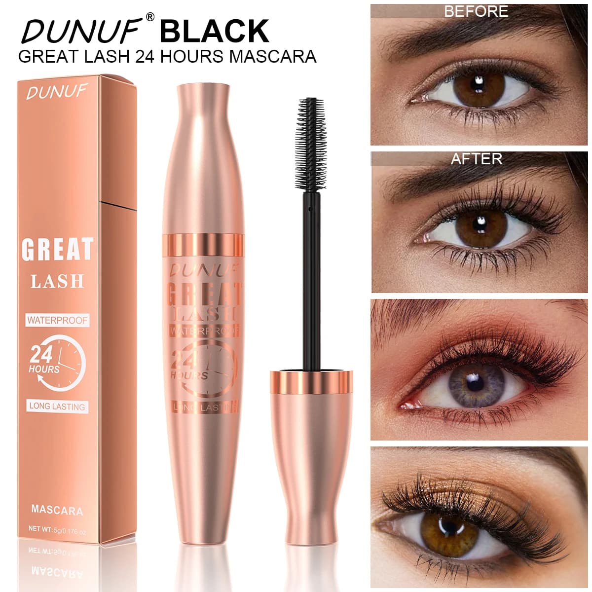 1pz/2pz/5pz/set Black Mascara Waterproof Long Waisting Long Volumizing Length Y2K for Daily Make-up and Gift Party