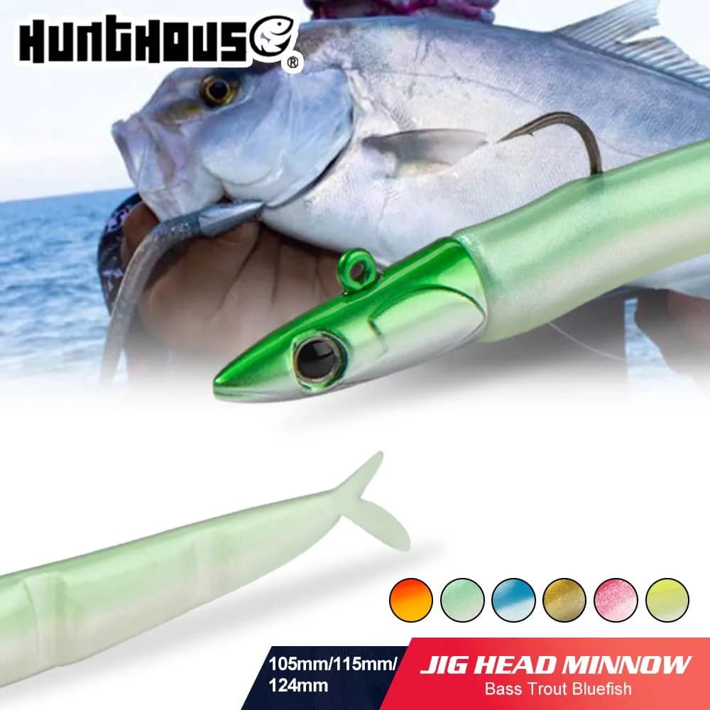 Hunthouse Esca Morbida da Pesca, Jig Head in Metallo, Wobbler Affondante Easy Shiner 105/112/125mm, Wobblers per Spigola e Luccio